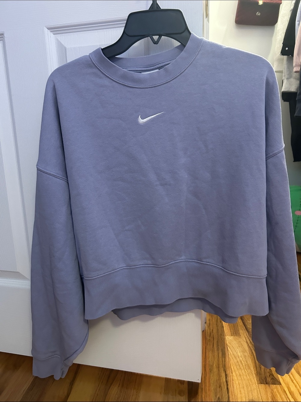 Nike Women's Lilac Crewneck Sweatshirt with White Swoosh